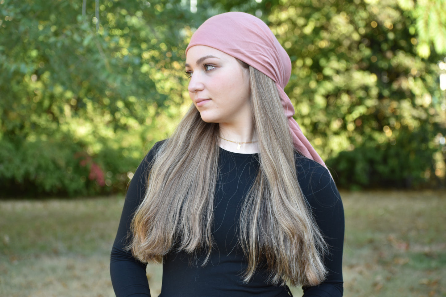 Peach Solid Head Scarf