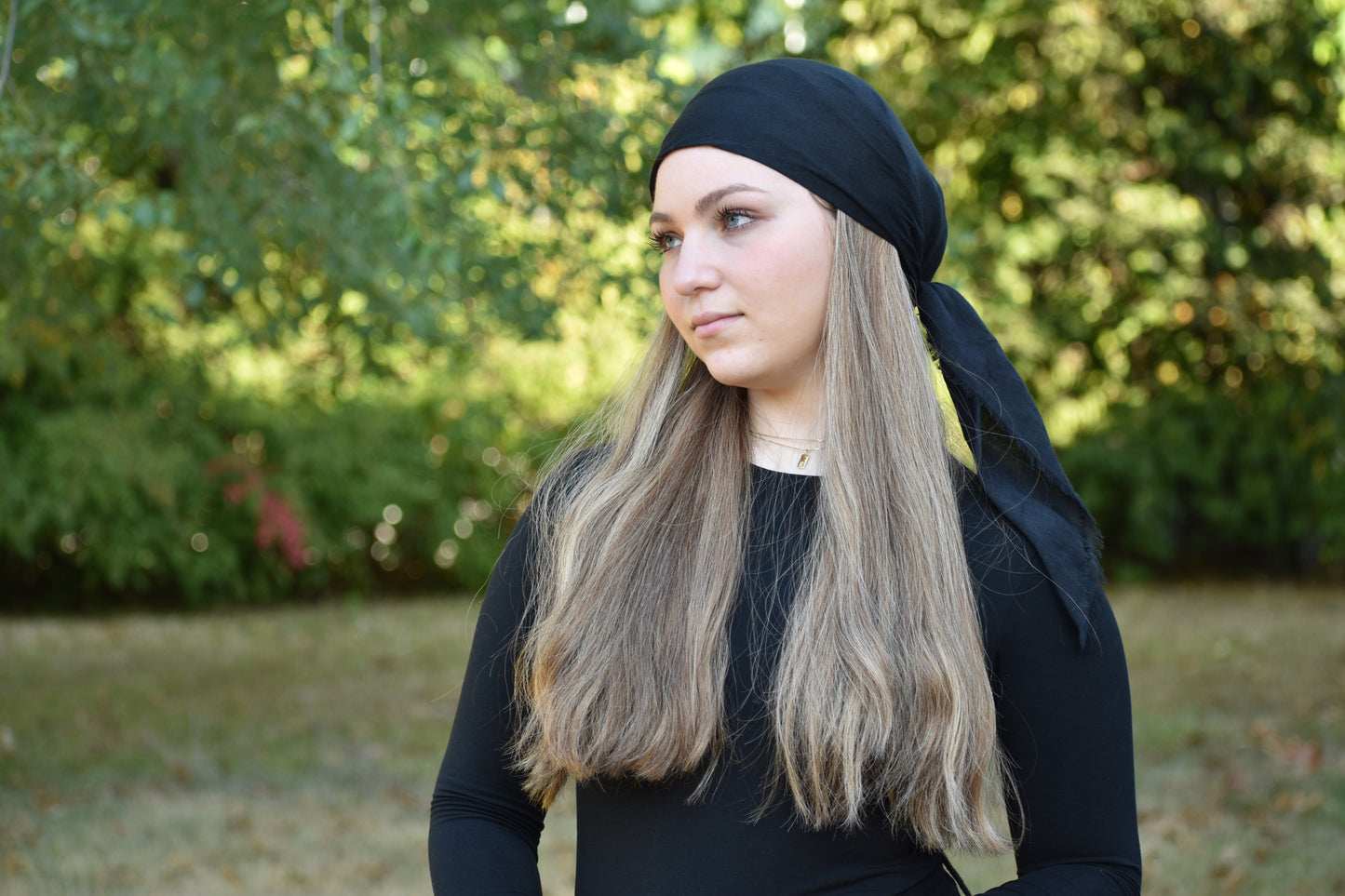 Black Solid Head Scarf