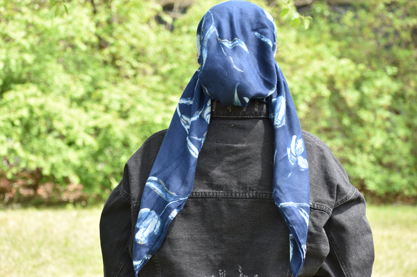 Blue Petals Head Scarf
