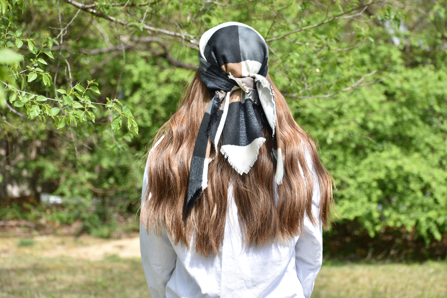 Brown Plaid Head Scarf