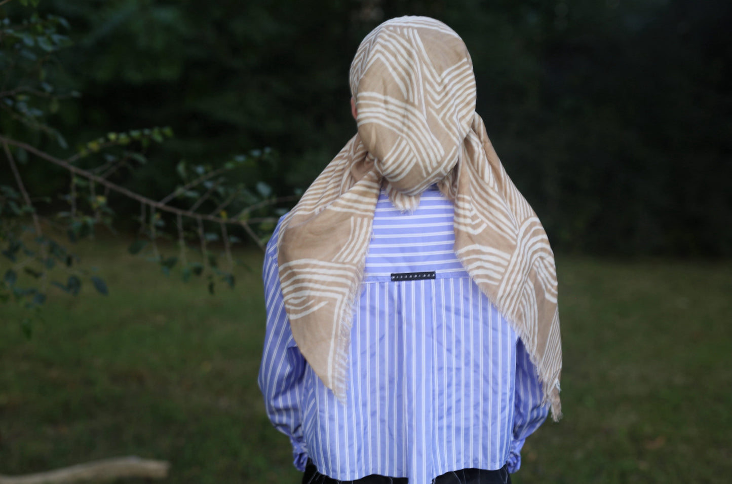 Swirl Head Scarf Beige