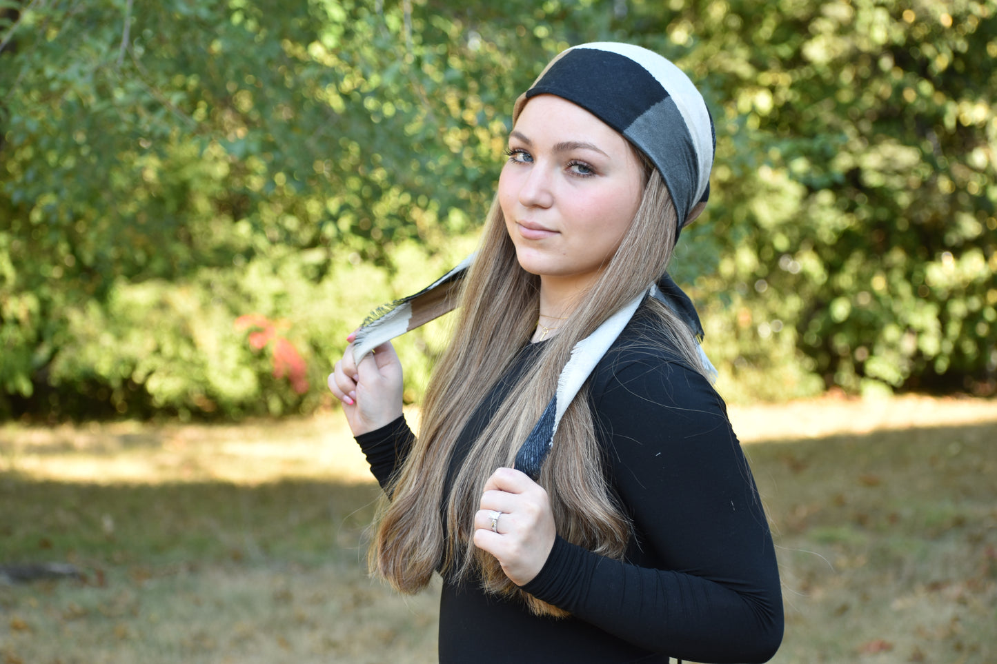 Brown Plaid Head Scarf