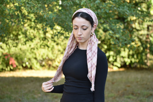 Pink Plaid Head Scarf