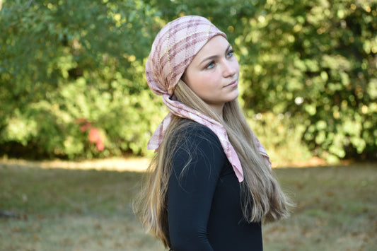 Pink Plaid Head Scarf