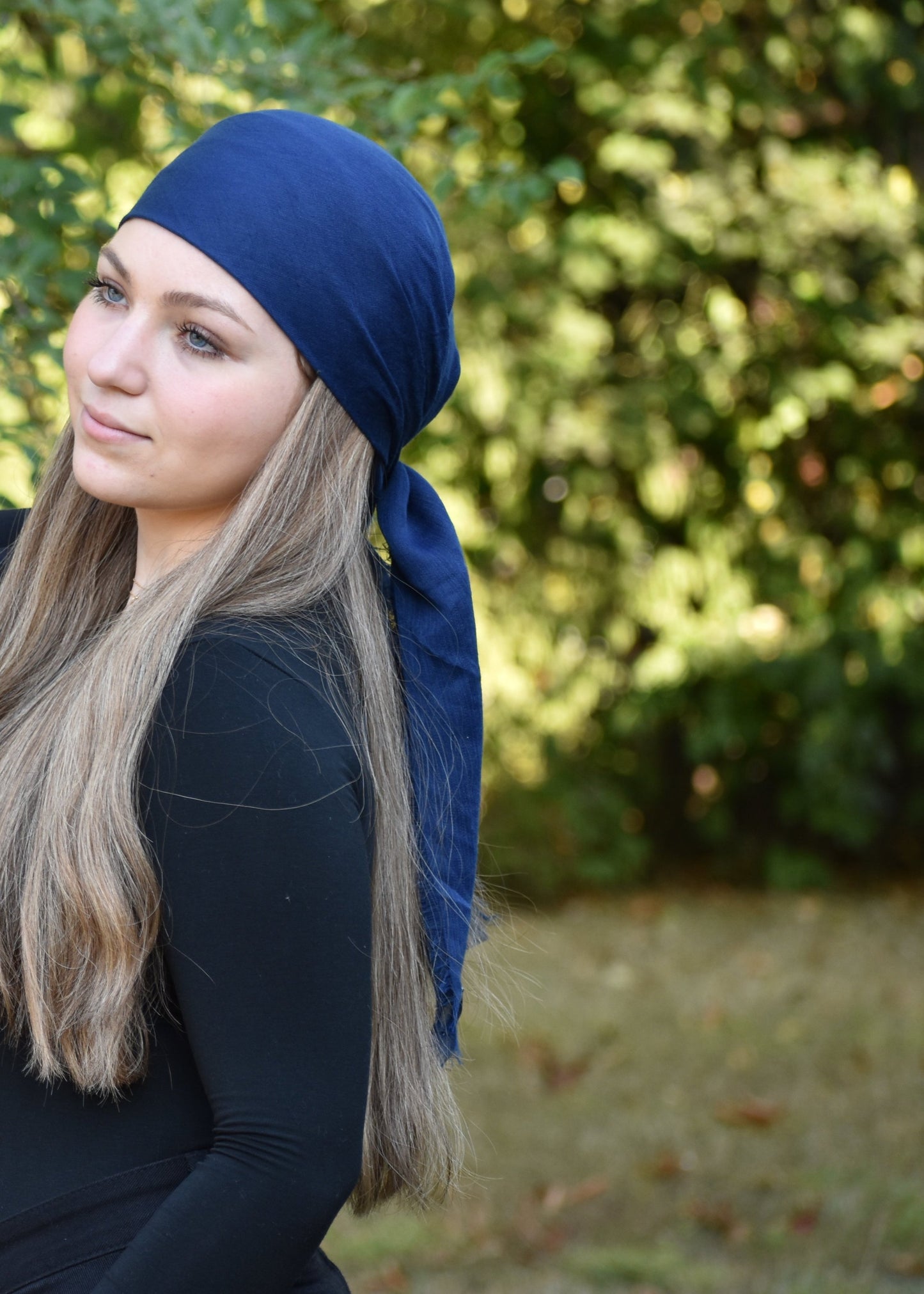 Navy Solid  Head Scarf