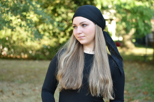 Black Solid  Head Scarf