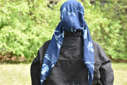 Blue Petals Head Scarf