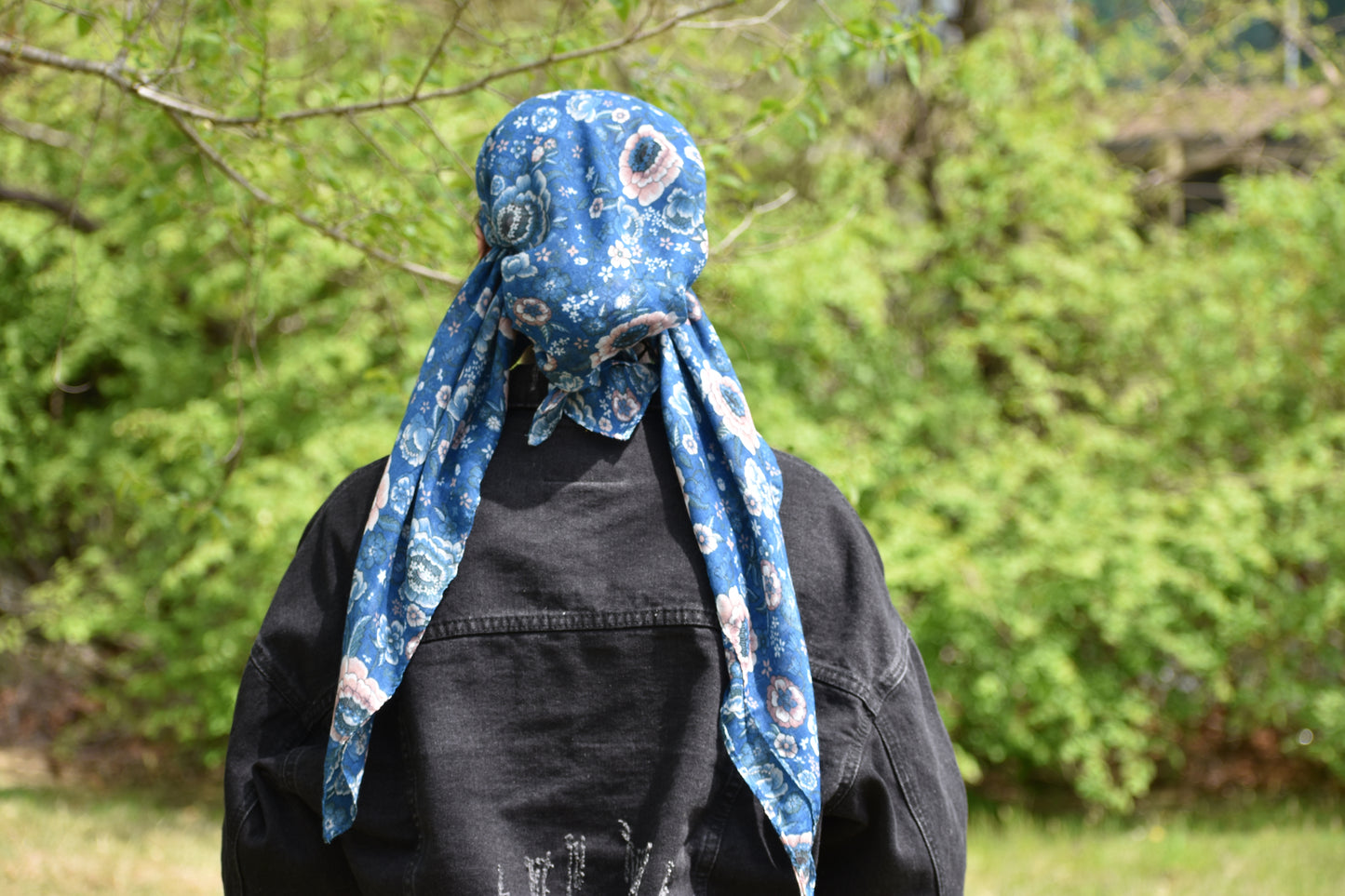 Blue Blossom Head Scarf