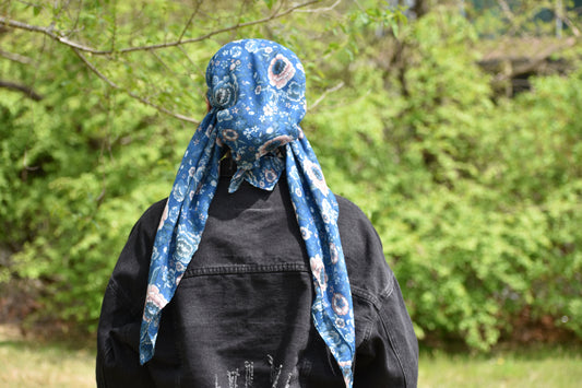 Blue Blossom Head Scarf