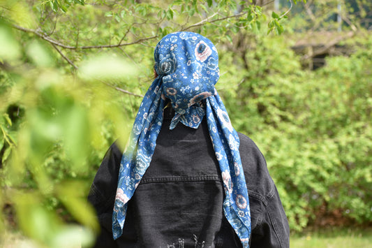Blue Blossom Head Scarf