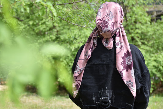Mauve Floral Head Scarf