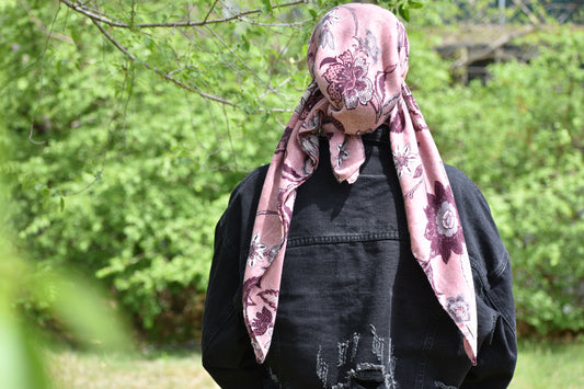 Mauve Floral Head Scarf