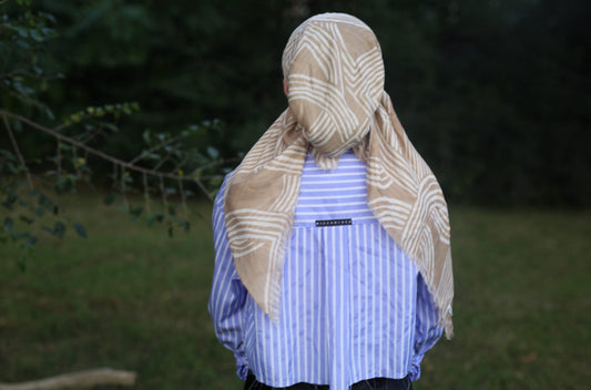 Swirl Head Scarf Beige