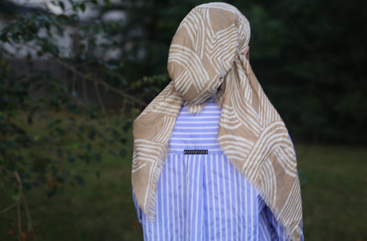 Swirl Head Scarf Beige